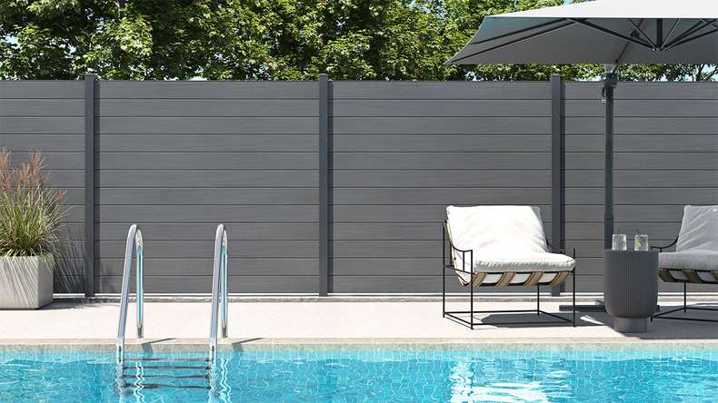 planeo Solid - garden fence square stone grey co-ex