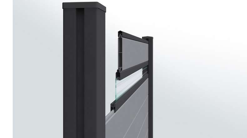 planeo Alumino - aluminium post to set in concrete silver grey DB701 9x9x300cm incl. cap