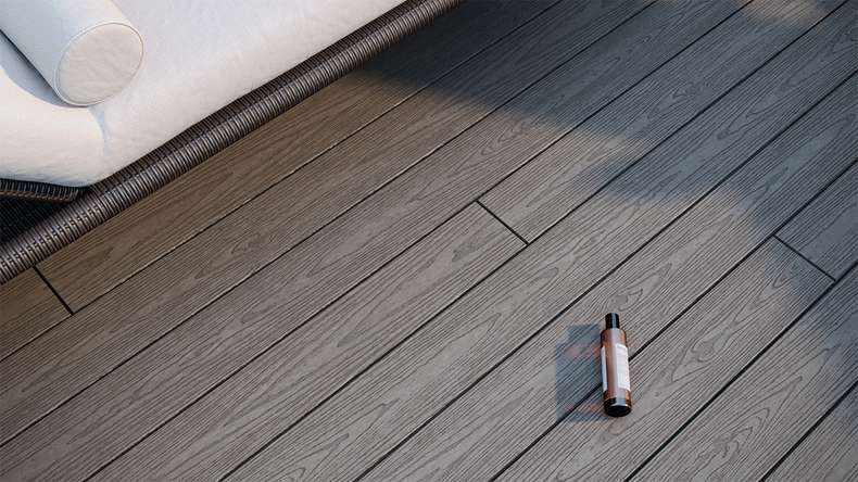 planeo CoEXWood WPC decking complete set solid planks - anthracite grey/grey-grey textured