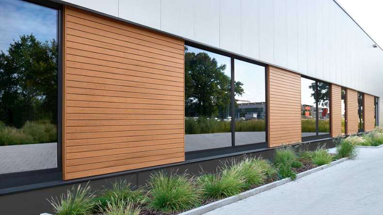 planeo Fassado - WPC rhombus strip facade cladding Prime oak brown