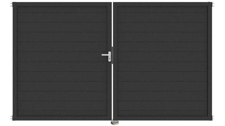 planeo Gardence aluminium door - DIN left 2-leaf anthracite with anthracite aluminium frame
