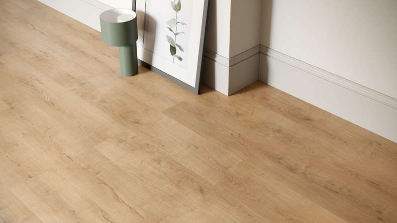 planeo Rigid Click Vinyl - SolutionX 2in1 Oak Gold Brown | Impact sound insulation integrated (ECF-0077)