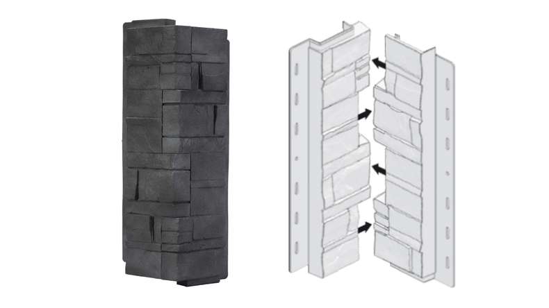 planeo Facade Corners Layered Stone Anthracite - 406 x 149 mm