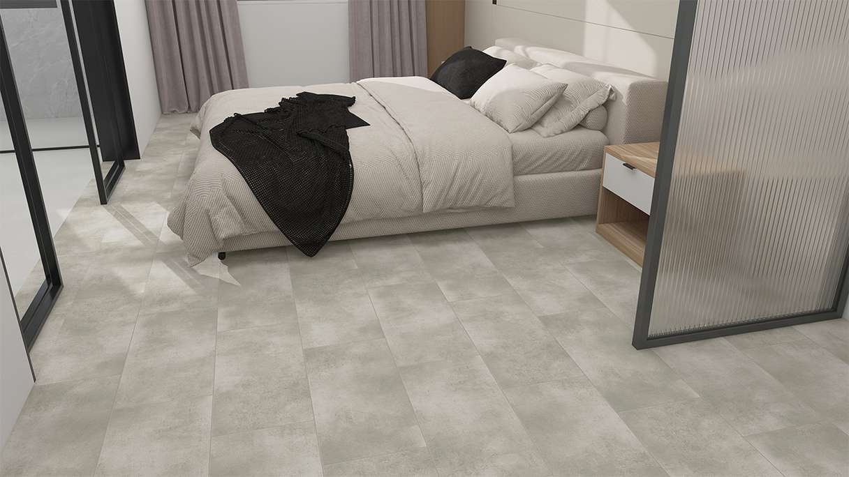 planeo Rigid Click Vinyl - STEINWERK PUCore XL Concrete Grey Light | Impact sound insulation integrated (NF-FXL-299)