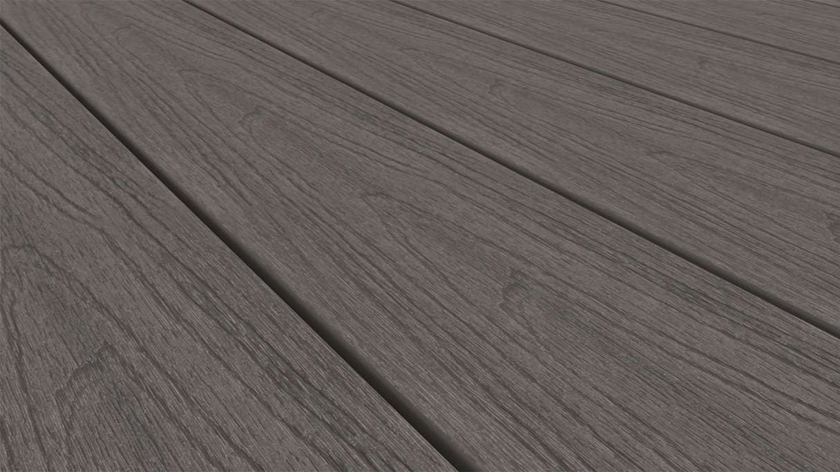 planeo WOODLine Nature - WPC CoEx coated decking board hollow chamber - dark grey 3m textured/smooth brushed