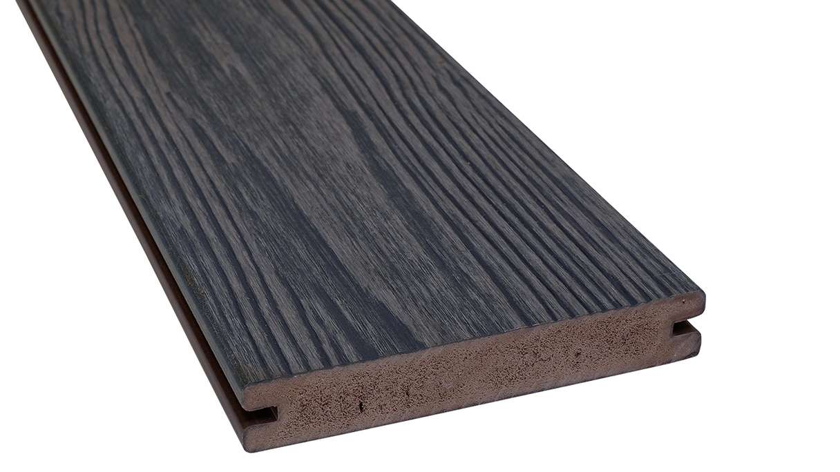 planeo Authentic Wood – Solid BPC decking board – Carbonised Osage, textured