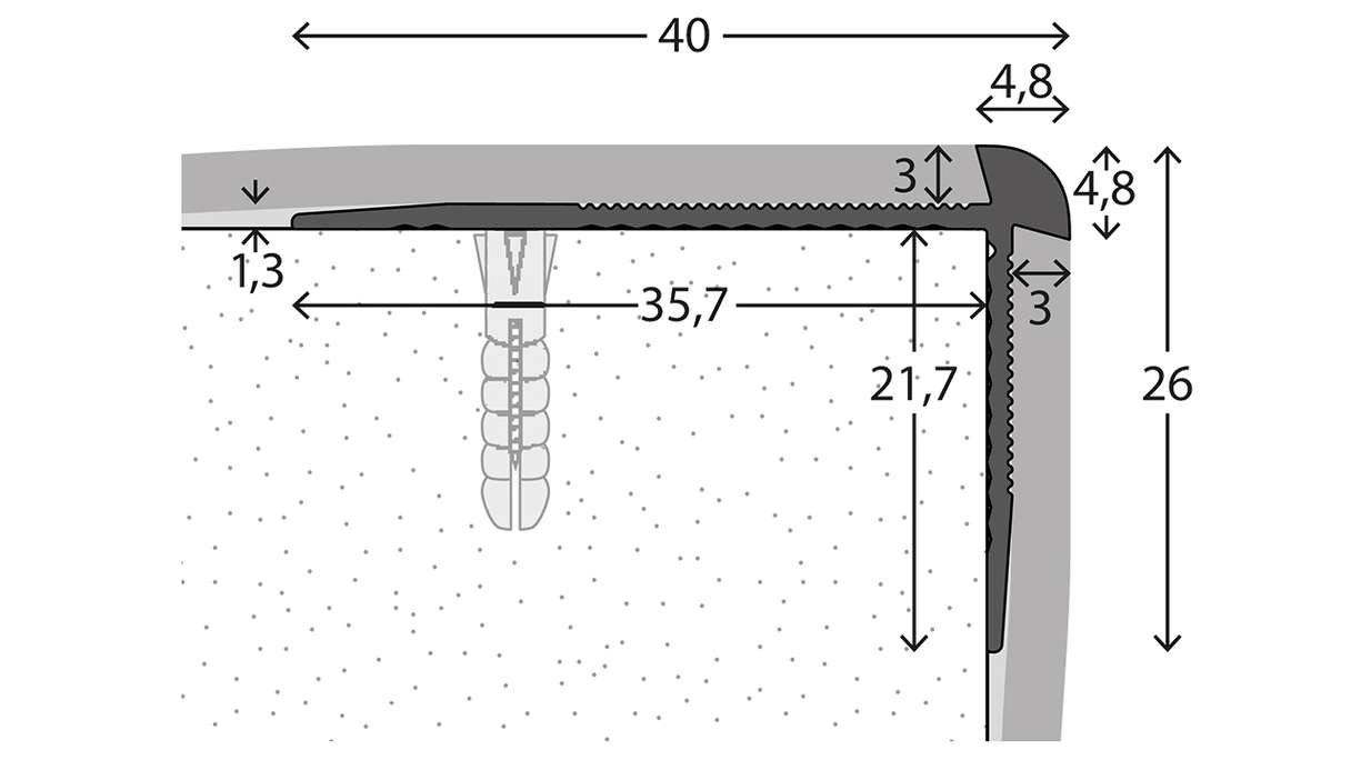planeo stair nosing profile 781 - 250 cm