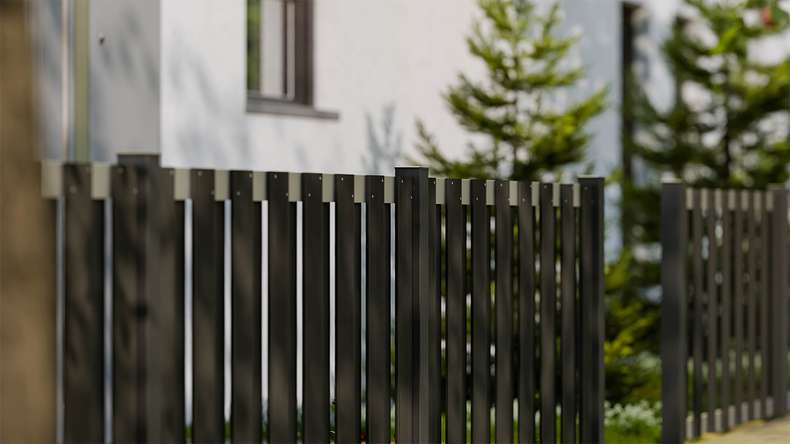 planeo Gardence Premade - BPC garden fence front garden fence anthracite with EV1 silver crossbar 180 x 90cm