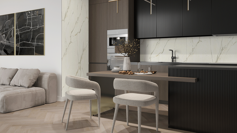 planeo SPC wall cladding – CeraRock Tile Carrara Marble XL 280 x 117.5 cm