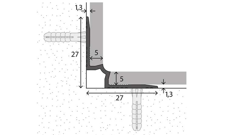 planeo stair nosing inside angle 601 - 250 cm