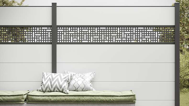 planeo Basic - PVC Plug-in Fence Square White 180 x 180 cm