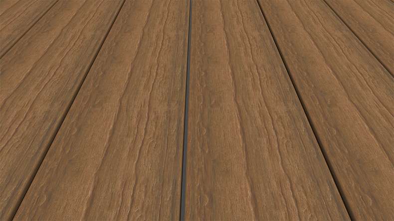 planeo ANTIKWoodline – WPC CoEx-coated solid decking board – Burmese teak, 3m – rustic/smooth brushed