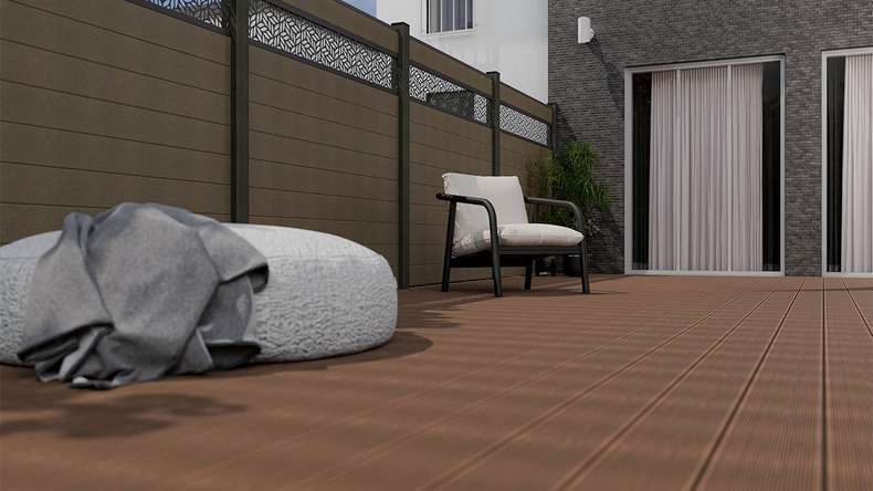 planeo Gardence Strong - BPC plug-in fence Leafs Terra 180 x 180 cm