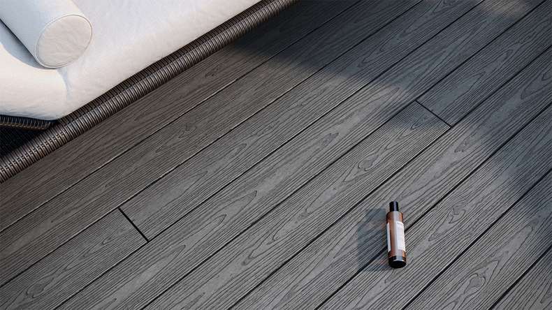 planeo CoEXWood WPC decking complete set solid planks - grey/textured cement