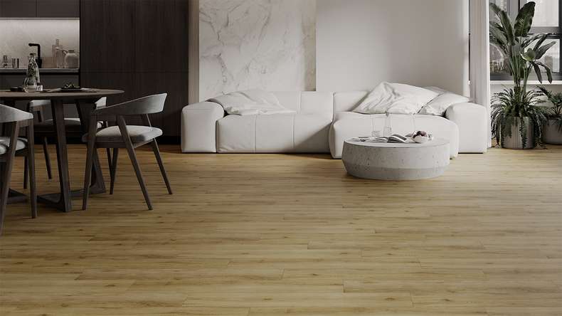 planeo Rigid Click Vinyl - HOMEtec Pro 50 IXPE Ivory Natural Oak | Impact sound insulation integrated (RP-G50-6)
