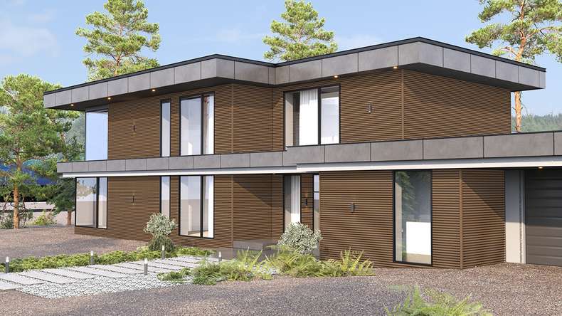 planeo LINEA Wide – WPC CoEx cladding, Ipe Brown, 2900 x 181 mm