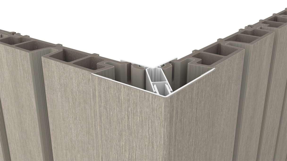 planeo LINEA – Aluminium CoEx external corner profile, light grey, 3000 x 66 x 66 mm
