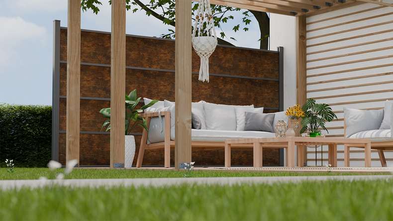 planeo Gardence Resistant - HPL plug-in fence rust-look 180 x 183 cm