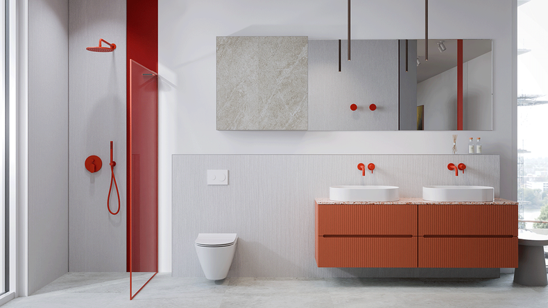 planeo SPC wall panelling – CeraRock Tile Stripes Concrete White XL 280 x 117.5 cm