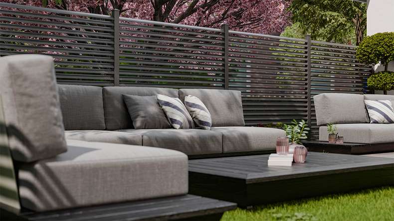planeo Gardence Metallic Ellipse - Aluminium Garden Fence Square Anthracite | DB703