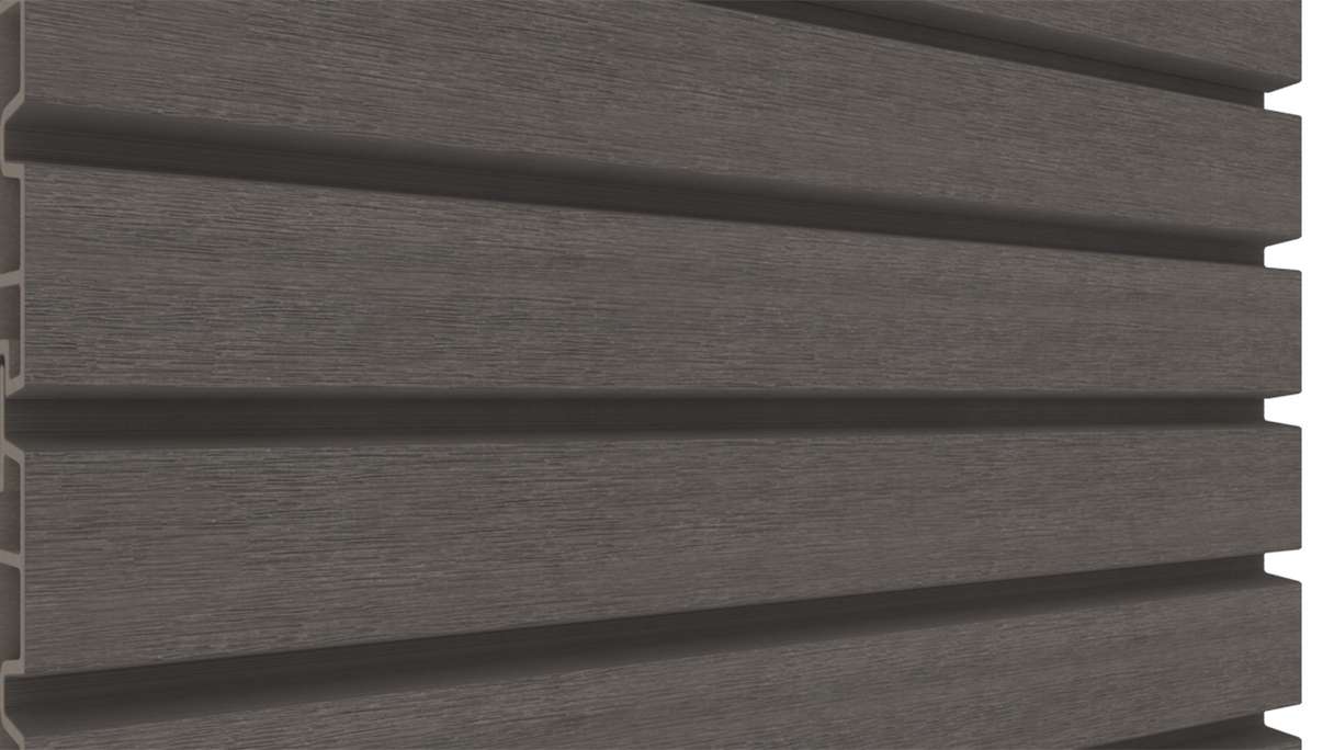 planeo LINEA Wide – WPC CoEx cladding, dark grey, 2900 x 181 mm