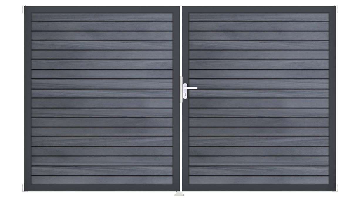planeo Gardence Rhombus door - DIN right 2-leaf stone grey co-ex with anthracite aluminium frame