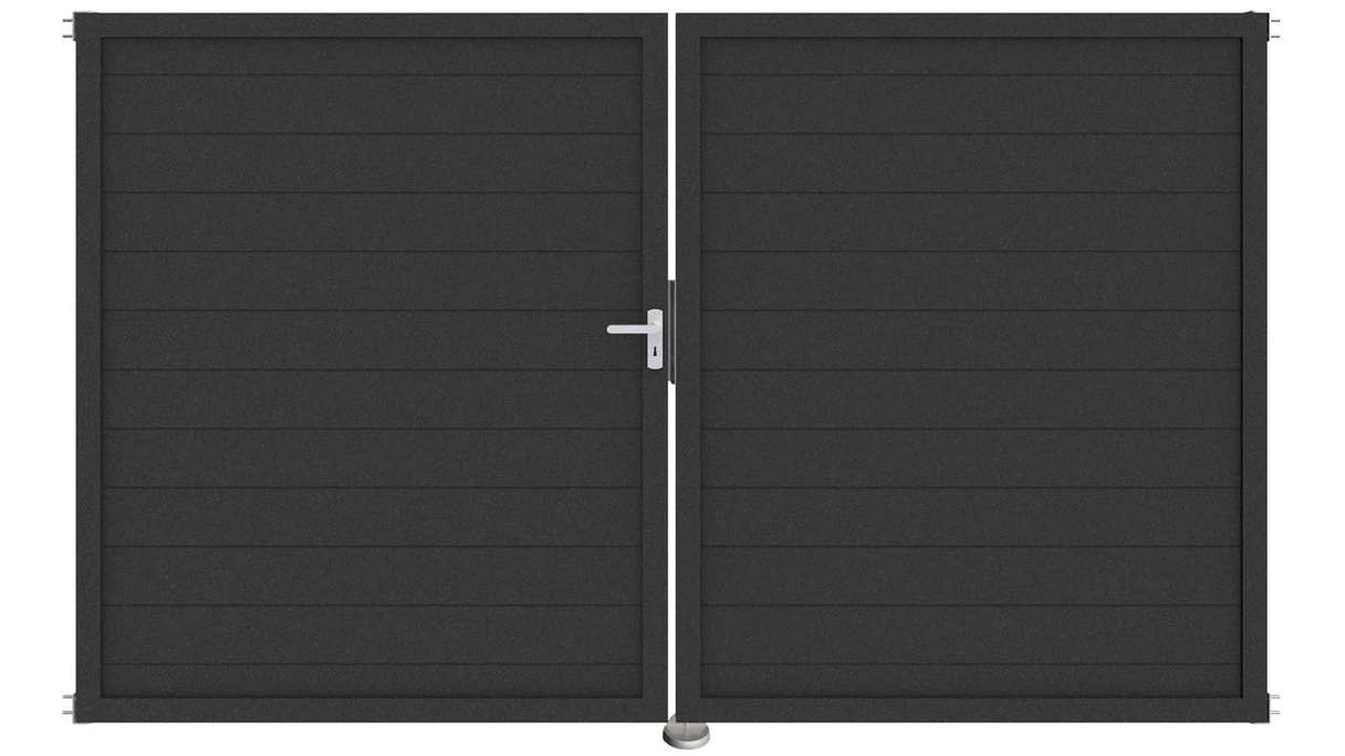 planeo Gardence aluminium door - DIN left 2-leaf anthracite with anthracite aluminium frame