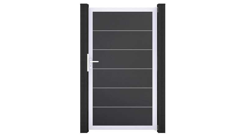 planeo Gardence Simply Premium - PVC universal door anthracite with aluminium frame in silver | EV1 100 x 180 cm