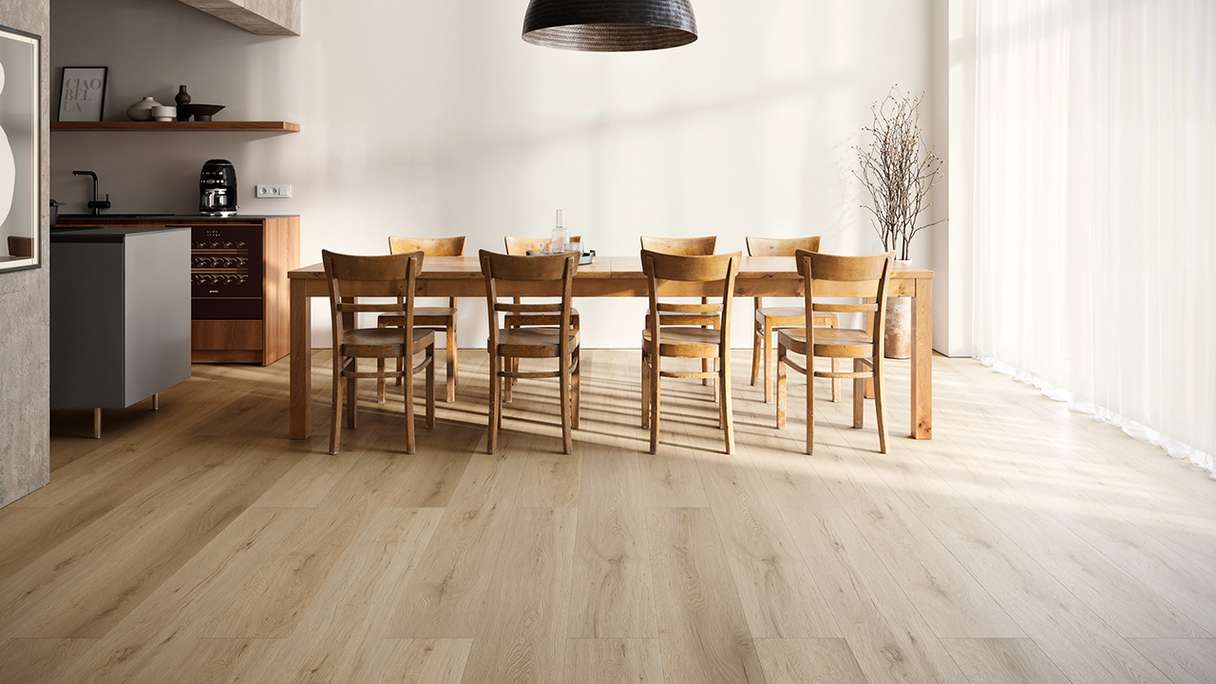 planeo Rigid Click Vinyl – SolutionX 2-in-1 BigSize Noble Oak 1.83 m long XL plank | Integrated impact sound insulation (ECF-BS-88)