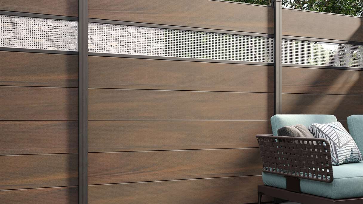 planeo Solid Grande - plug-in fence standard walnut co-ex