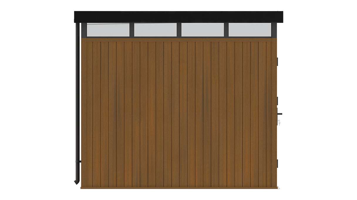 planeo WPC CoEx Flat-Roof Garden Shed M – Burma Teak 250 x 250 x 226.5 cm