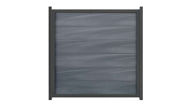 planeo Viento - garden fence square stone grey co-extruded with aluminium frame in anthracite