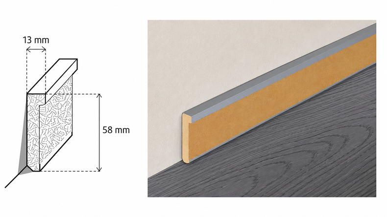 planeo Universal Skirting Board 13 x 58 mm – 10 pieces