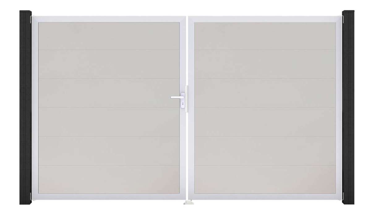 planeo Gardence Simply – 2-leaf white PVC gate with aluminium frame
