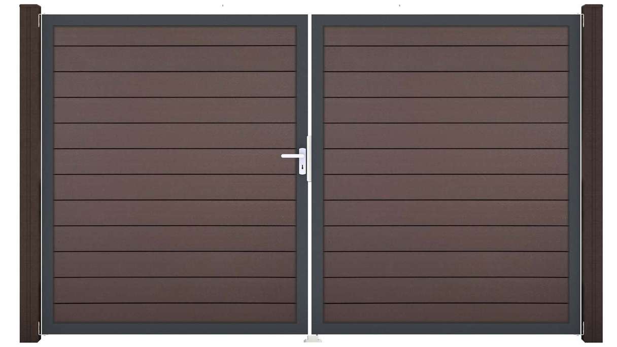 planeo Gardence Strong – BPC gate – 2-leaf ‘Terra’ with aluminium frame
