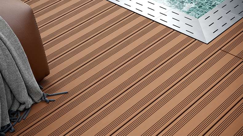 planeo SolidWood WPC decking complete set solid plank - light brown French/textured