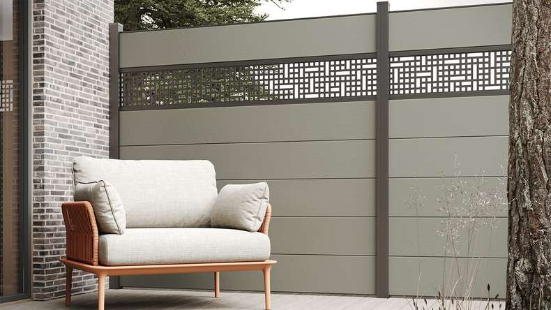 planeo Solid Grande - plug-in fence grey