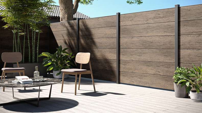 planeo Basic - PVC Plug-in Fence Square Monument Oak 180x180 cm