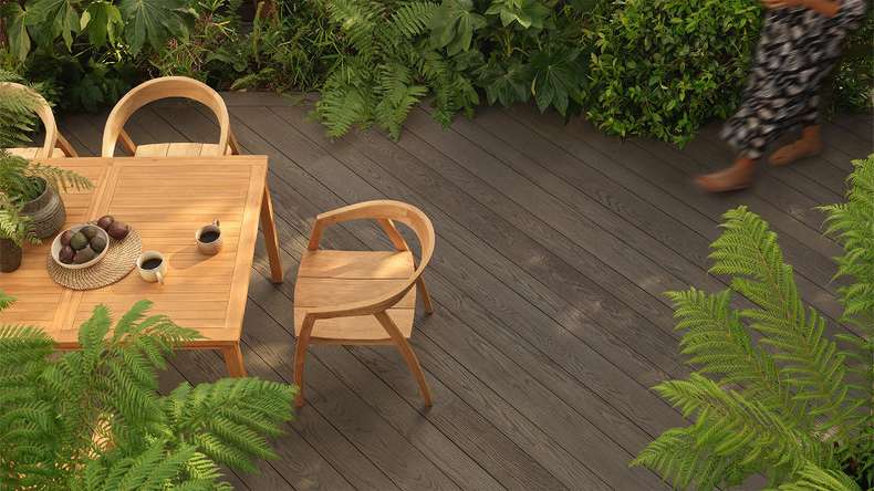 planeo Authoria PureBoard solid decking - Natural Brown Oak 3.6m textured