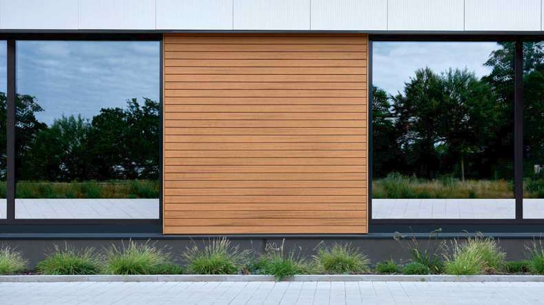 planeo Fassado - WPC rhombus strip facade cladding oak brown