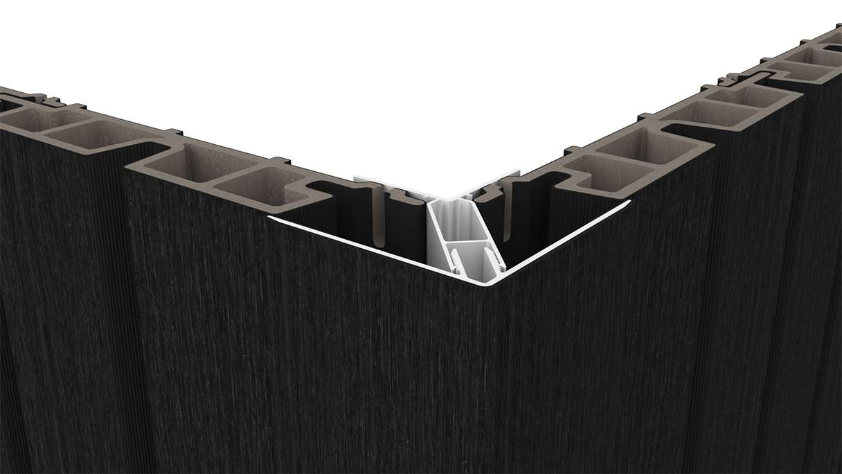 planeo LINEA – Aluminium CoEx external corner profile, black, 3000 x 66 x 66 mm