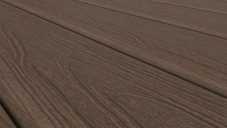 planeo MAXLine Nature - WPC CoEx coated XL decking board hollow chamber - Ipe Brown 3m textured/smooth brushed