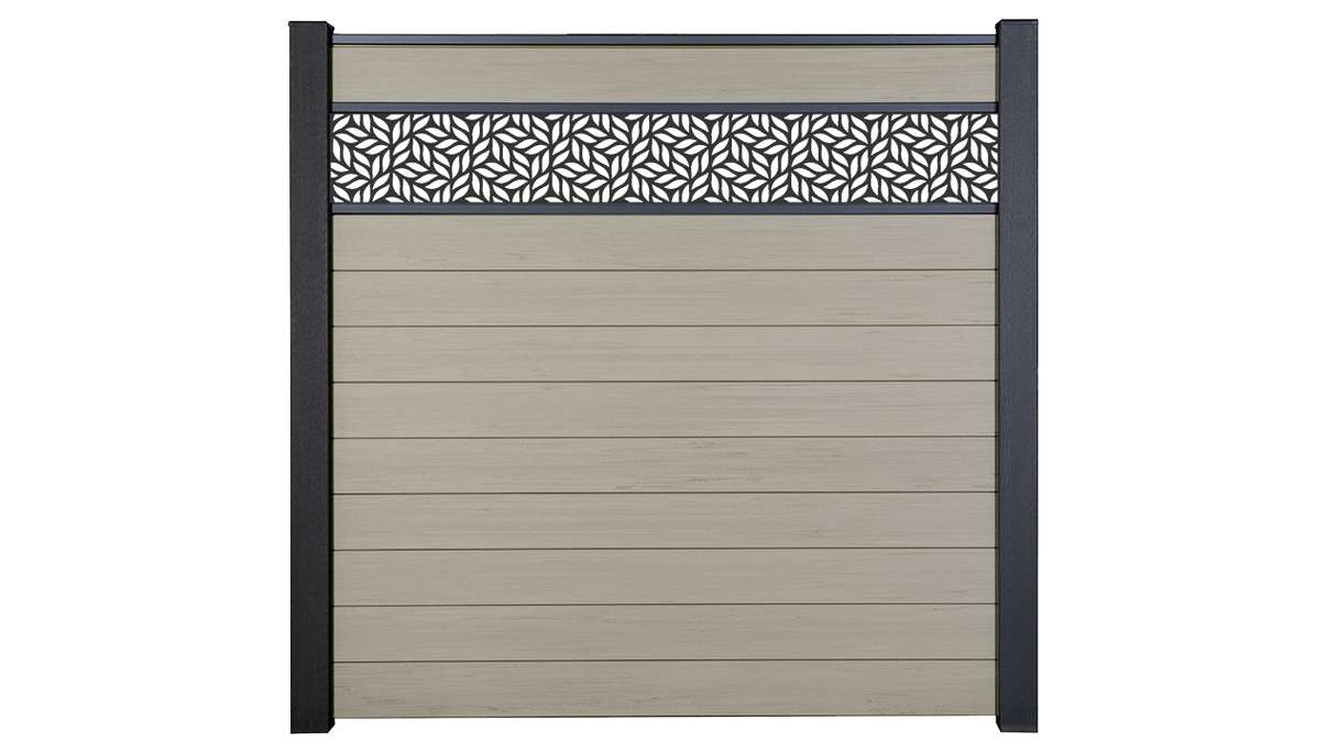 planeo Gardence Strong - BPC plug-in fence Leafs Bi-Colour Sand 180 x 180 cm