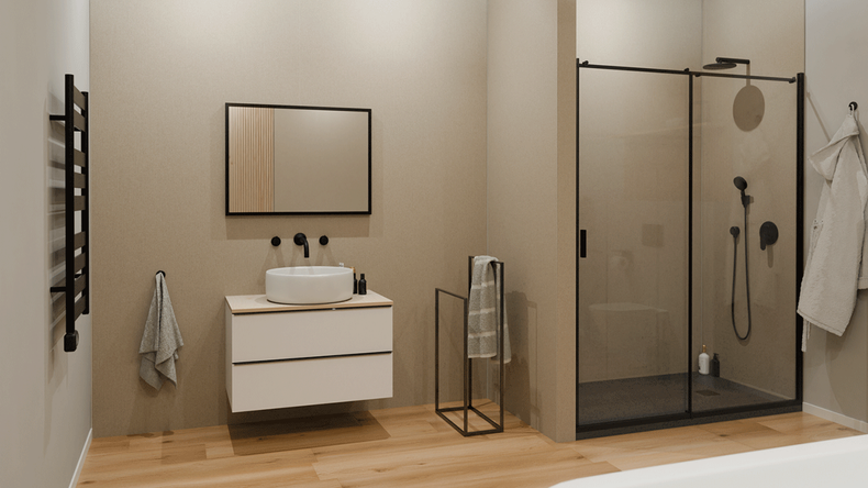 planeo SPC wall panelling – CeraRock Tile Stripes Tweed Sand XL 280 x 117.5 cm