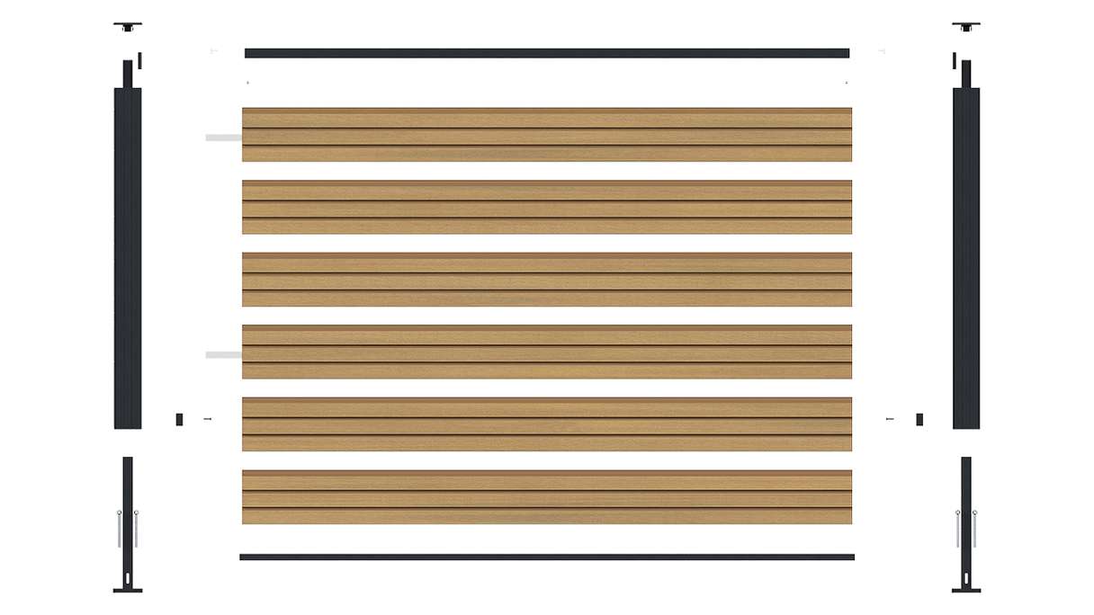 planeo LINEA – WPC CoEx Rhombus Front Garden Plug-in Fence, Sand, 180 x 90 cm