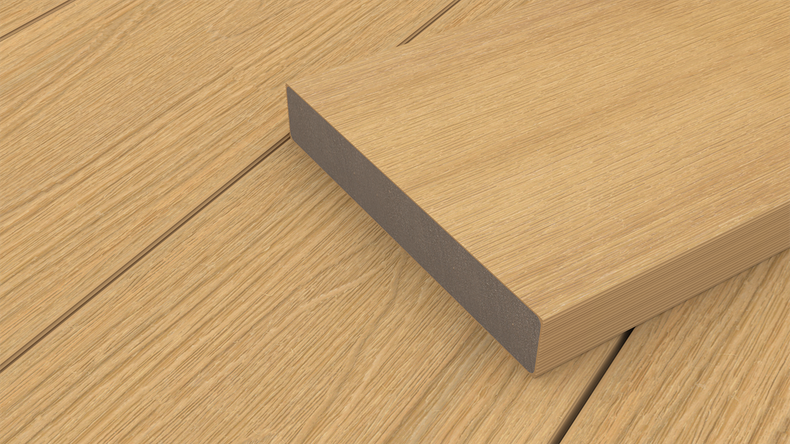 planeo UNIDeck – WPC CoEx-coated decking board, Sand, 3 m – textured/smooth brushed