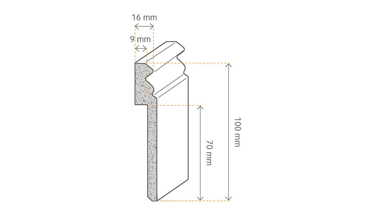 Tile cover strip MDF 16x100x2500 mm, white Alt Berlin 10 x 70 mm
