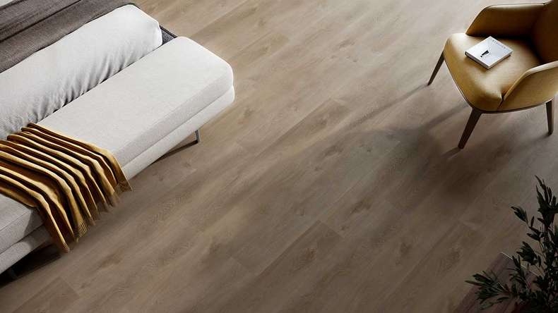 planeo Rigid Klick Vinyl - HOMEtec Basic 30 IXPE Sunlit Amber Oak | Impact sound insulation integrated (RP-E30-5)
