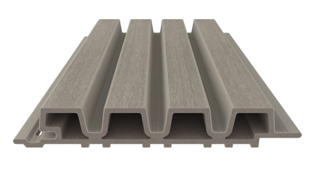 planeo LINEA Slim – WPC CoEx cladding, light grey, 2900 x 215 mm