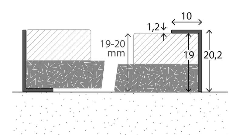planeo angle profile 843 – 3000 x 20 x 10 mm